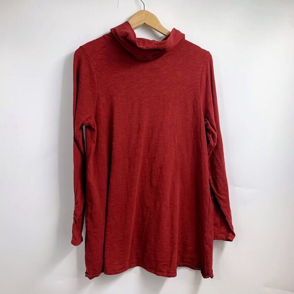 Habitat Women's Asymmetrical Button Cowl Neck Cotton‎ Long Sleeve Tunic Size M - Picture 2 of 12